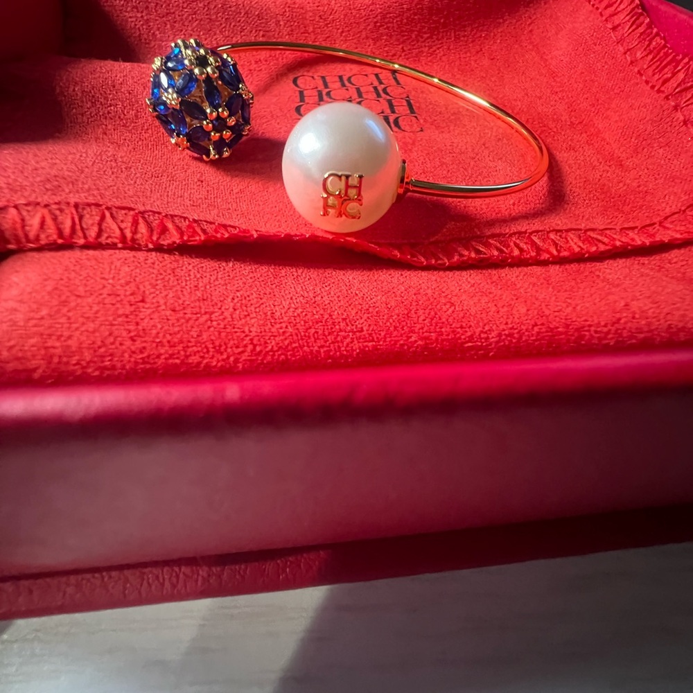 CH Gold Bracelet with Blue and White Accents